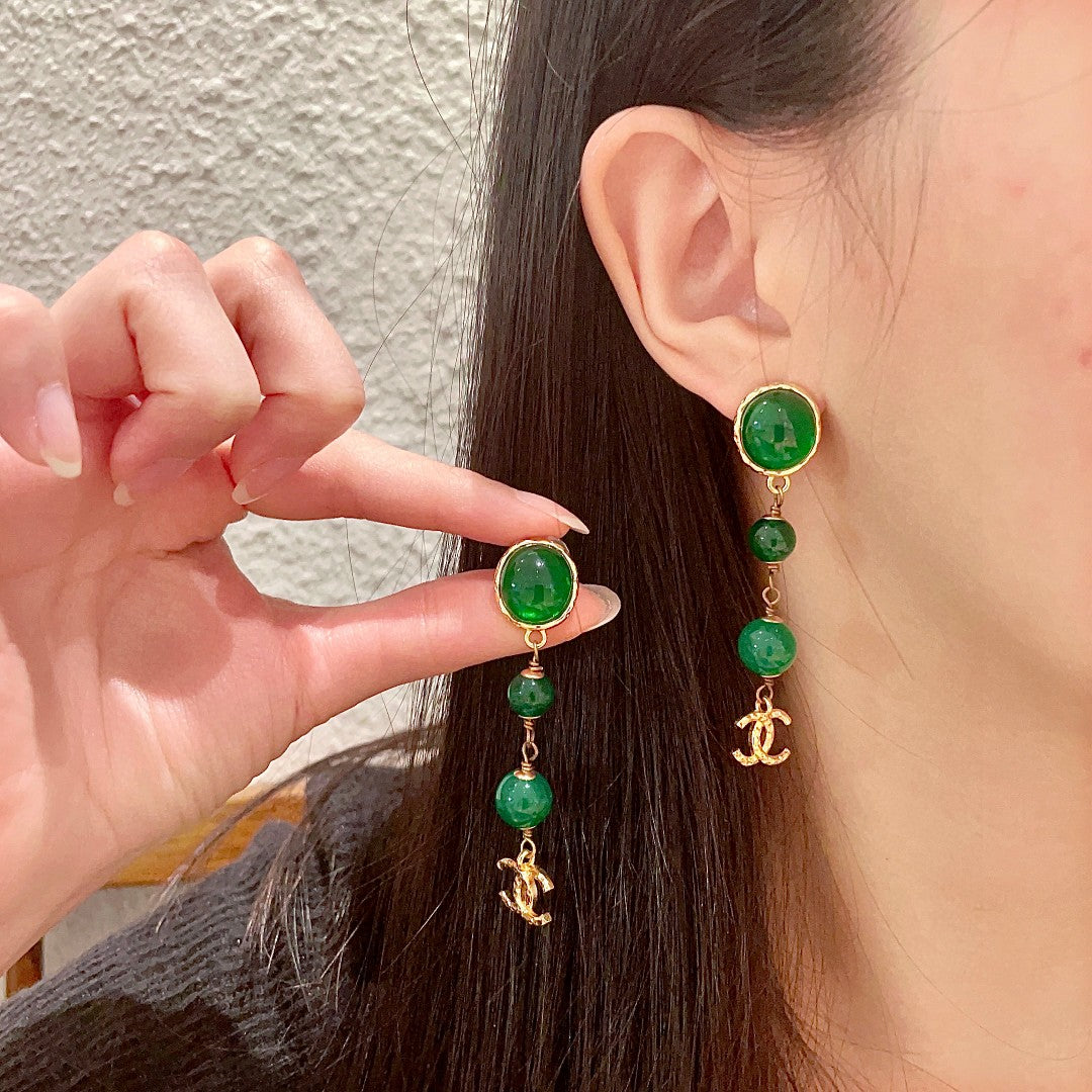 Double-C Emblem Statement Earrings in Polished Metal-Tone – Design 037 main product view