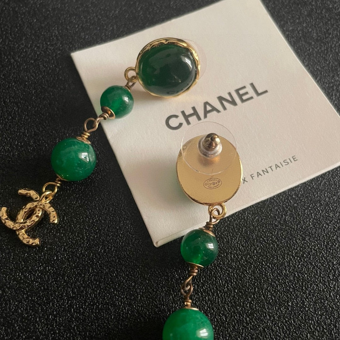 Double-C Emblem Statement Earrings in Polished Metal-Tone – Design 037 main product view