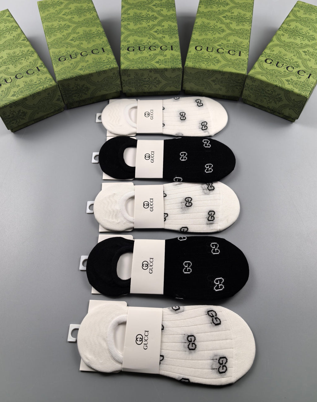 Gucci Women's O-Heel Cotton No-Show Socks - 5-Pair Box