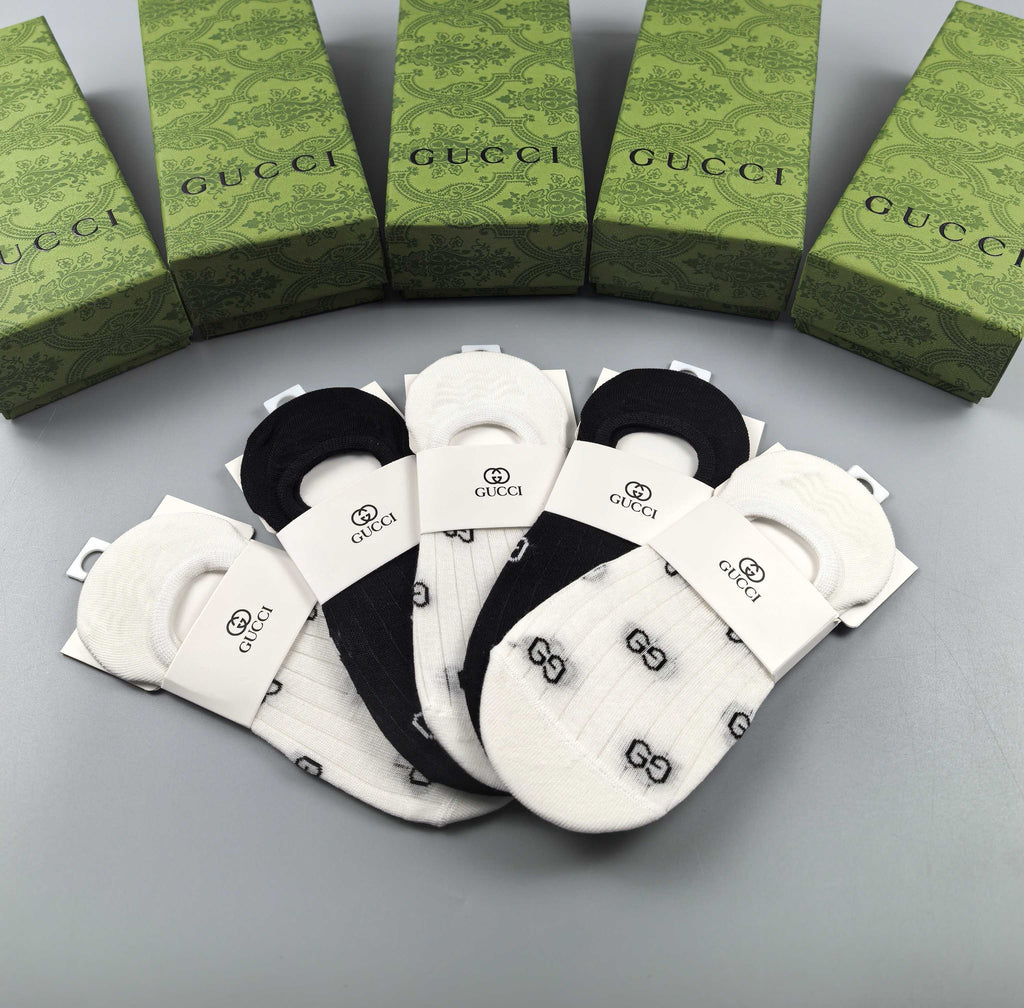 Gucci Women's O-Heel Cotton No-Show Socks - 5-Pair Box