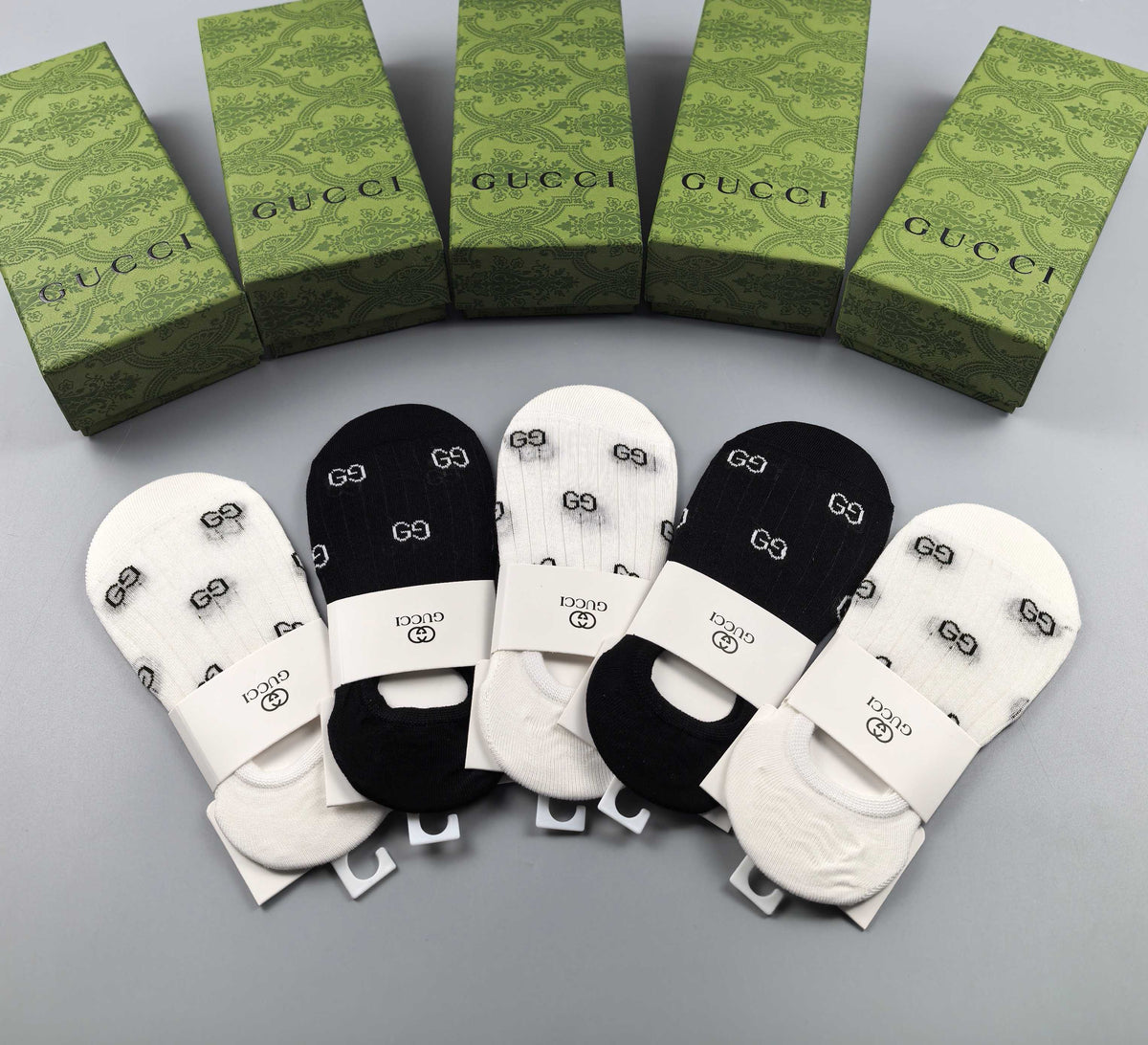 Gucci Women's O-Heel Cotton No-Show Socks - 5-Pair Box