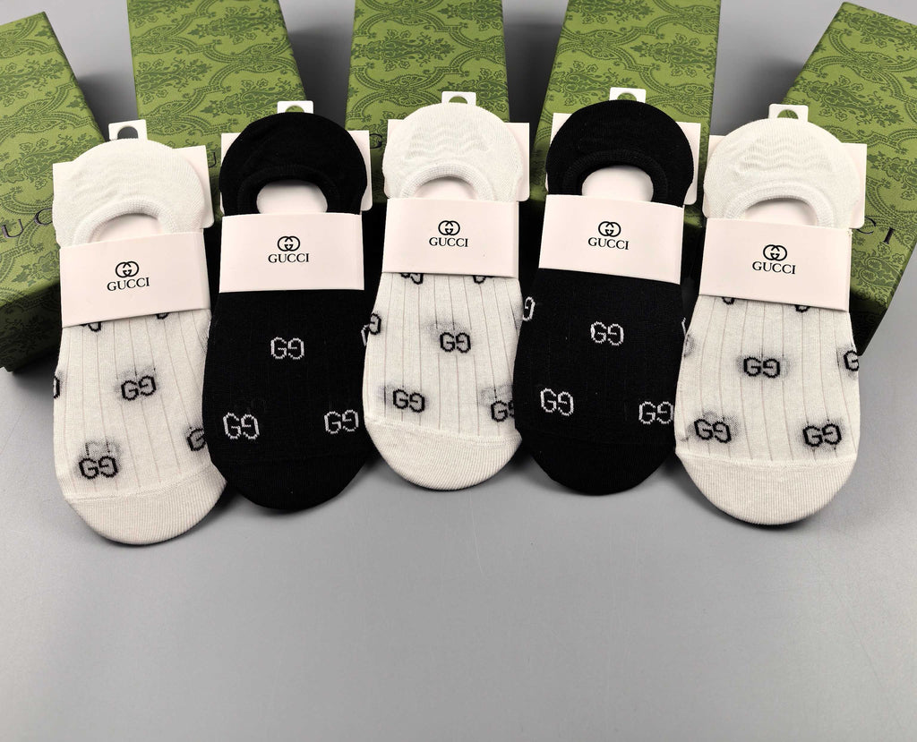 Gucci Women's O-Heel Cotton No-Show Socks - 5-Pair Box