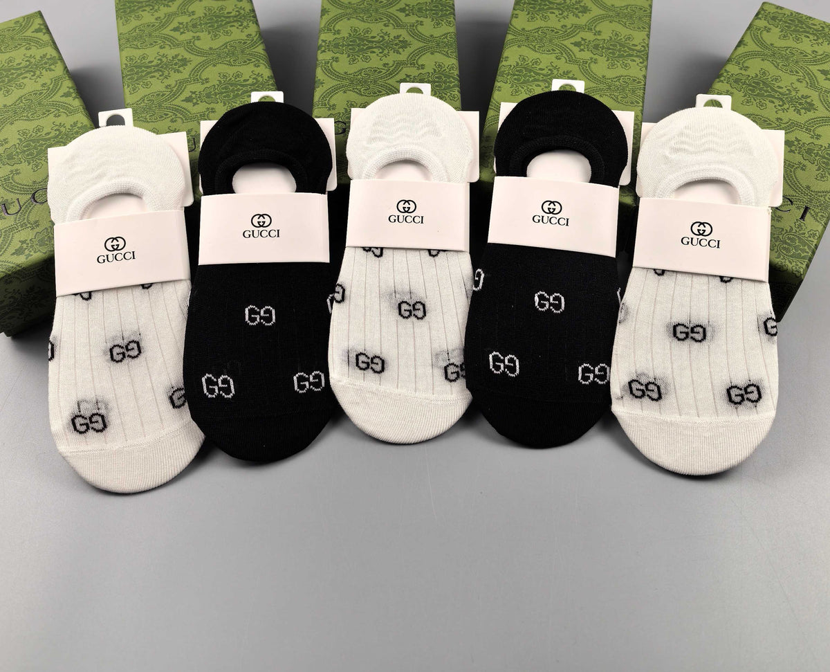 Gucci Women's O-Heel Cotton No-Show Socks - 5-Pair Box