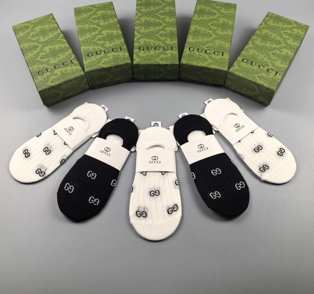 Gucci Women's O-Heel Cotton No-Show Socks - 5-Pair Box