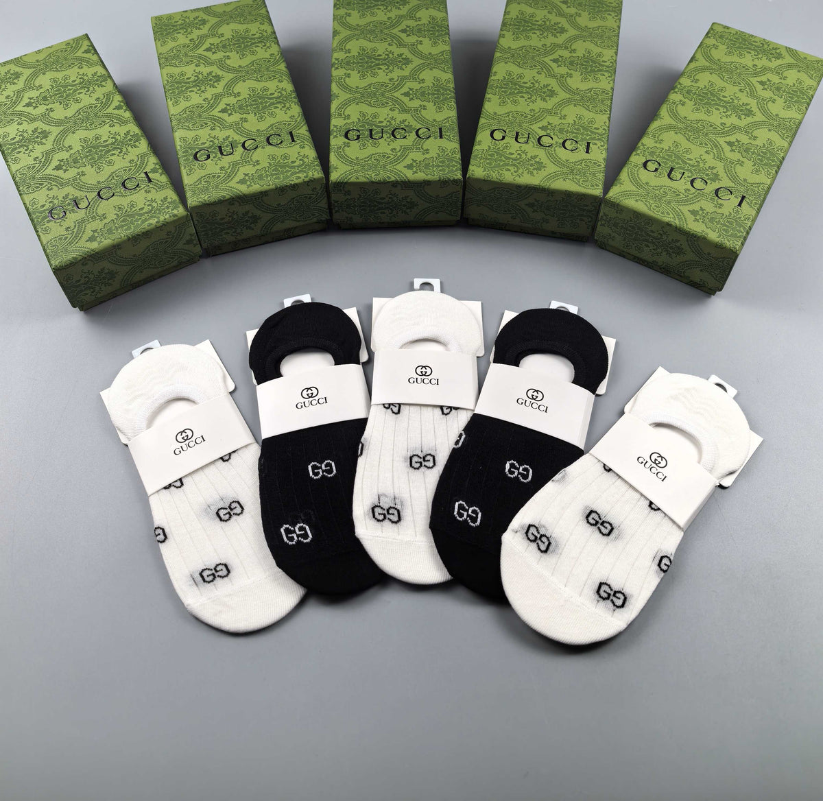 Gucci Women's O-Heel Cotton No-Show Socks - 5-Pair Box