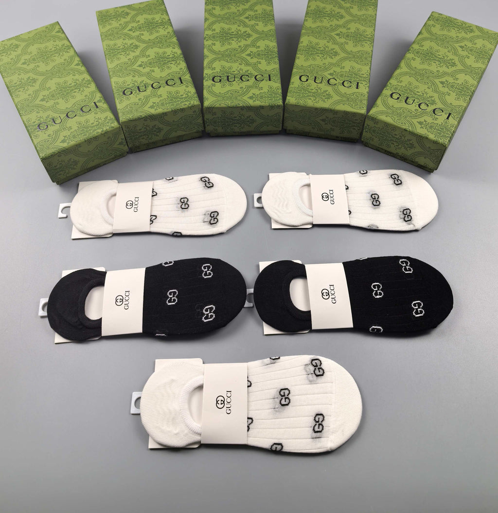 Gucci Women's O-Heel Cotton No-Show Socks - 5-Pair Box