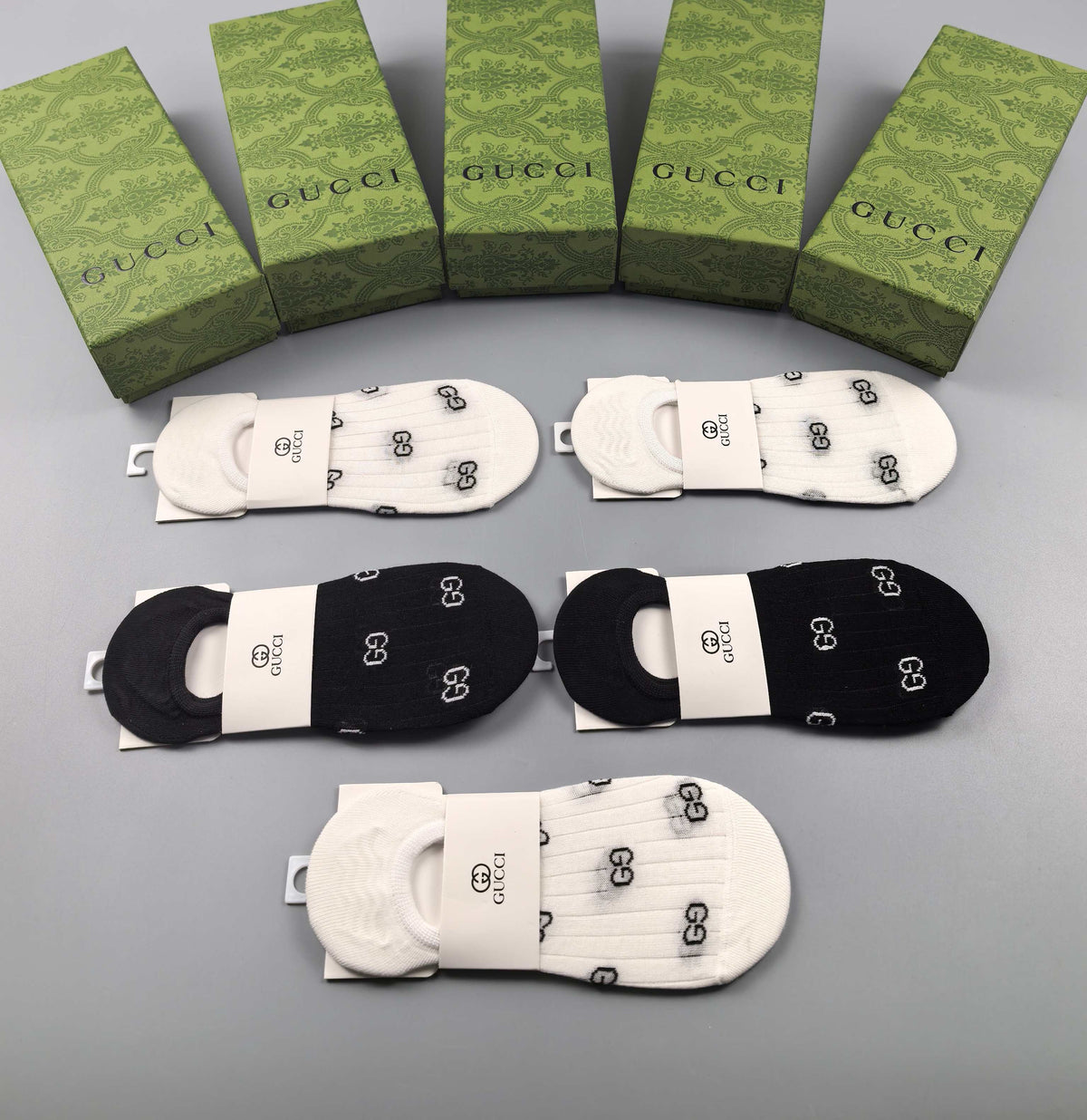 Gucci Women's O-Heel Cotton No-Show Socks - 5-Pair Box