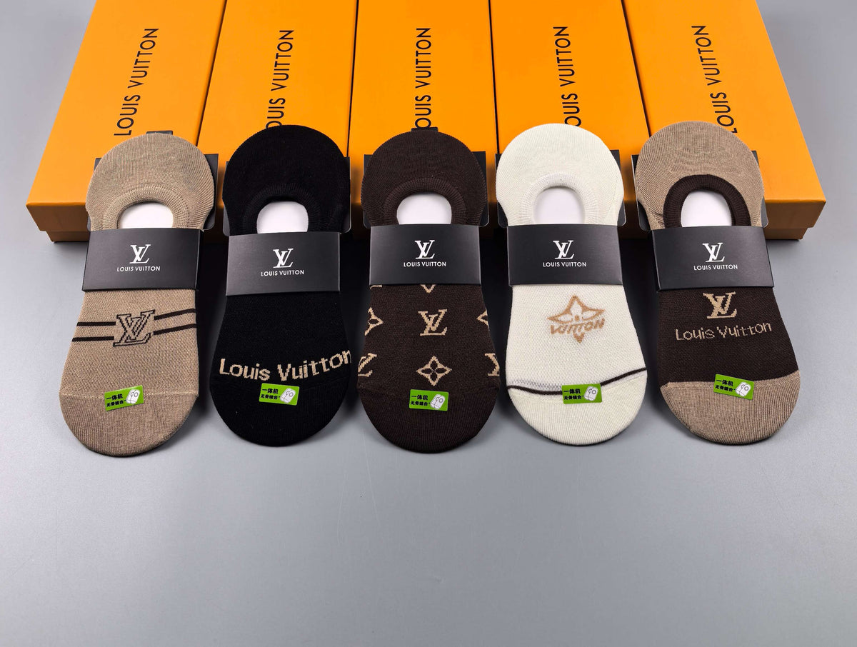 Louis Vuitton Pastel Colour Tonal Waistbands No-Show Socks - 5-Pair Set