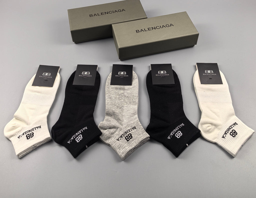 Balenciaga Restrained Wordmark Details No-Show Socks - 5-Pair Set