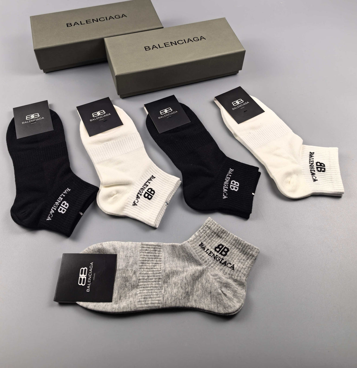 Balenciaga Restrained Wordmark Details No-Show Socks - 5-Pair Set