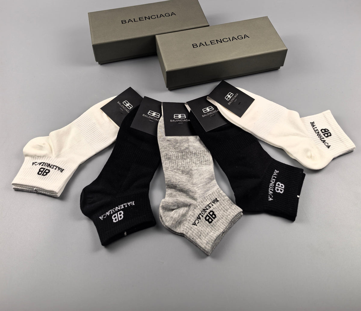 Balenciaga Restrained Wordmark Details No-Show Socks - 5-Pair Set