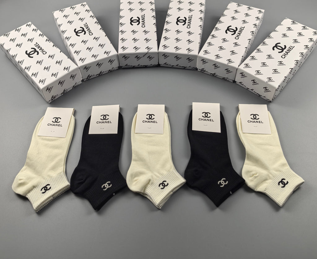 Chanel Cotton Crew Socks - 5-Pair Pack
