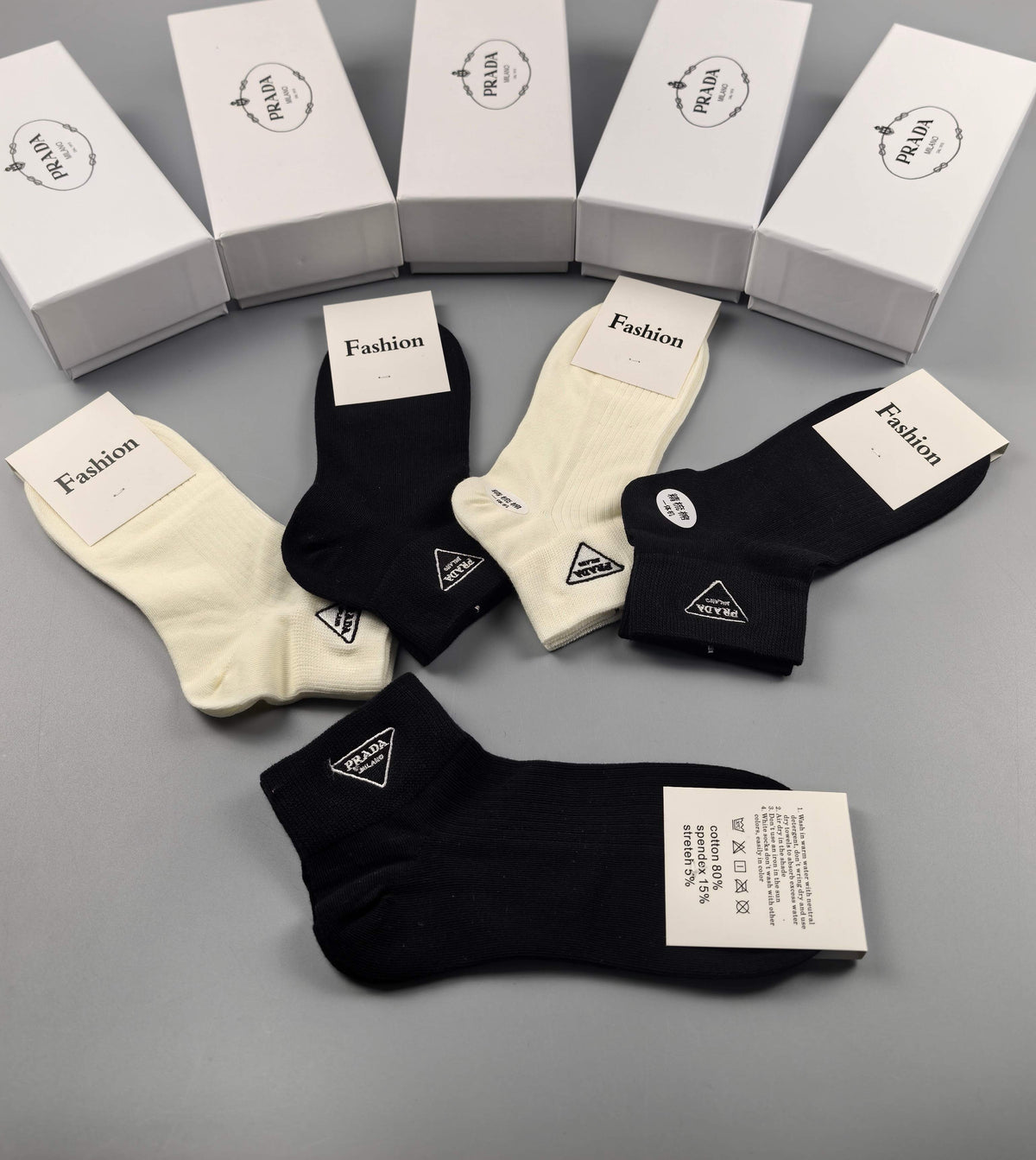 Prada Cotton Short Socks - 5-Pair Pack