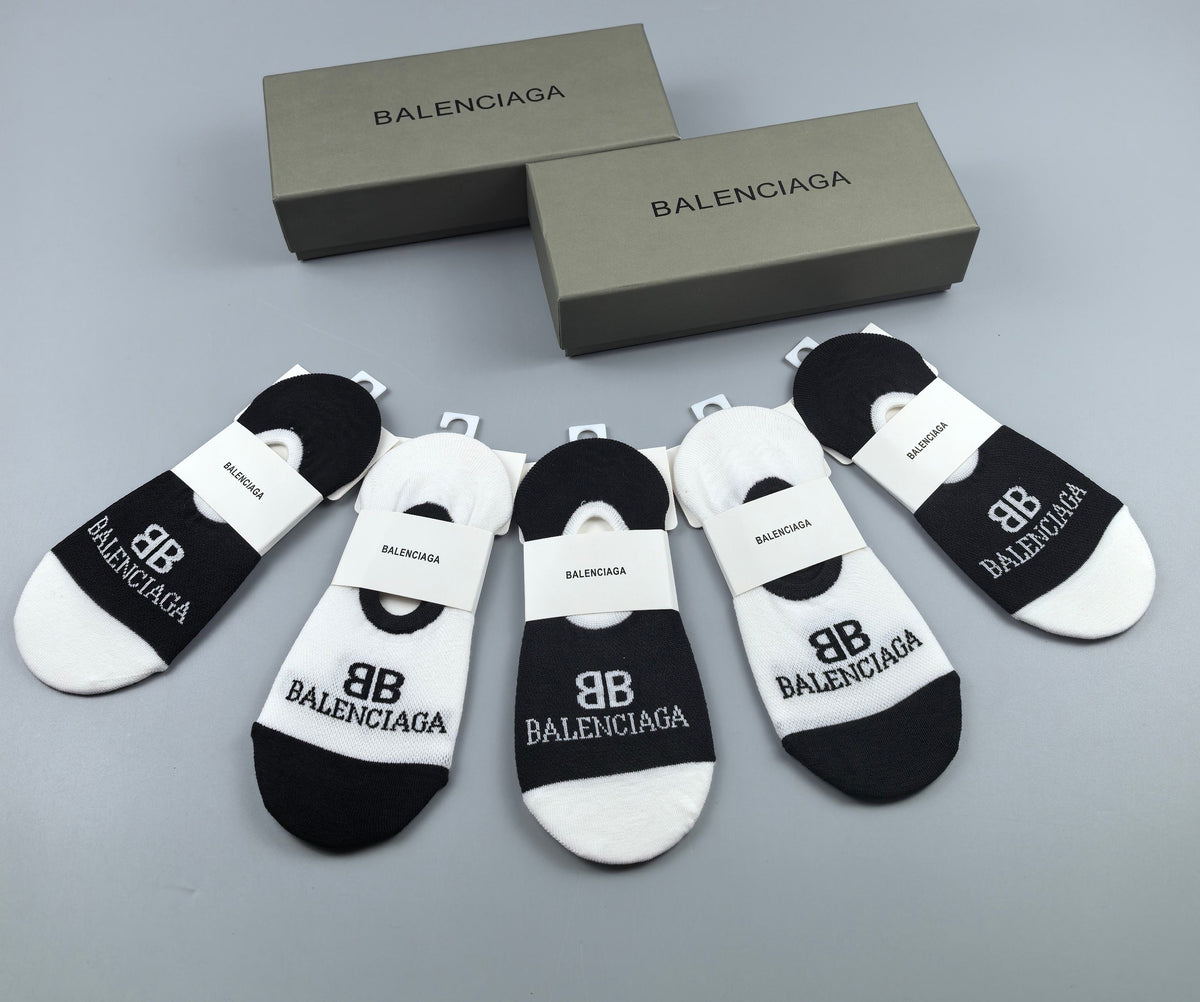 Balenciaga Cotton No-Show Socks - 5-Pair Box