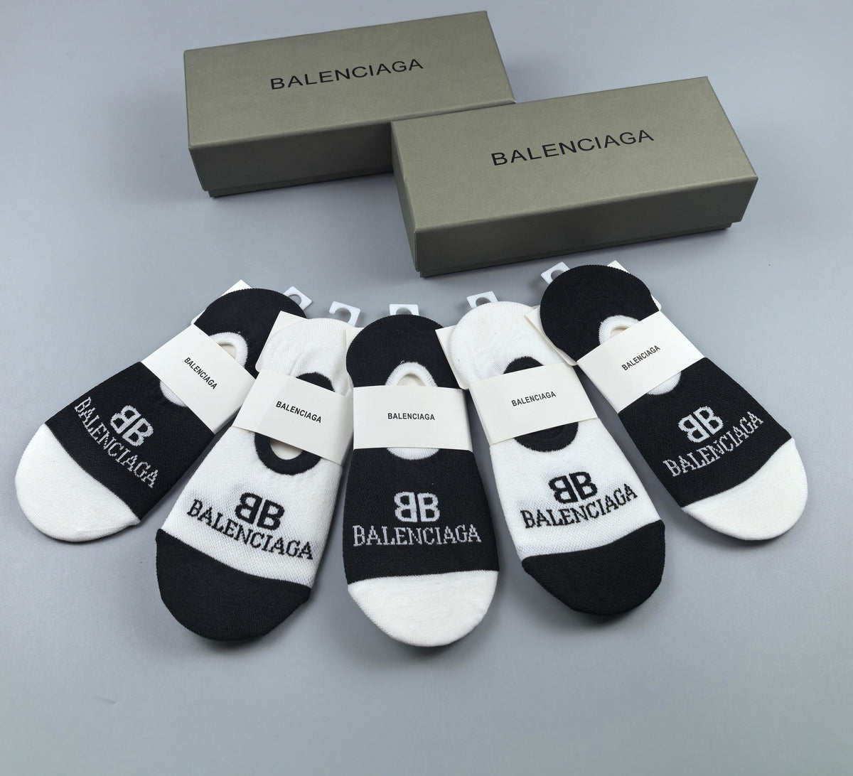 Balenciaga Cotton No-Show Socks - 5-Pair Box