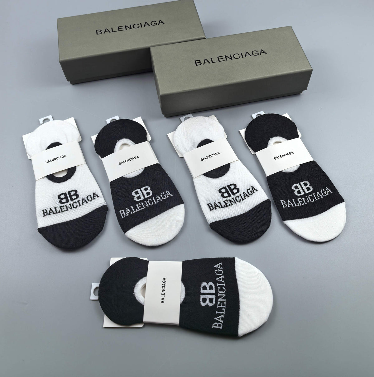Balenciaga Cotton No-Show Socks - 5-Pair Box