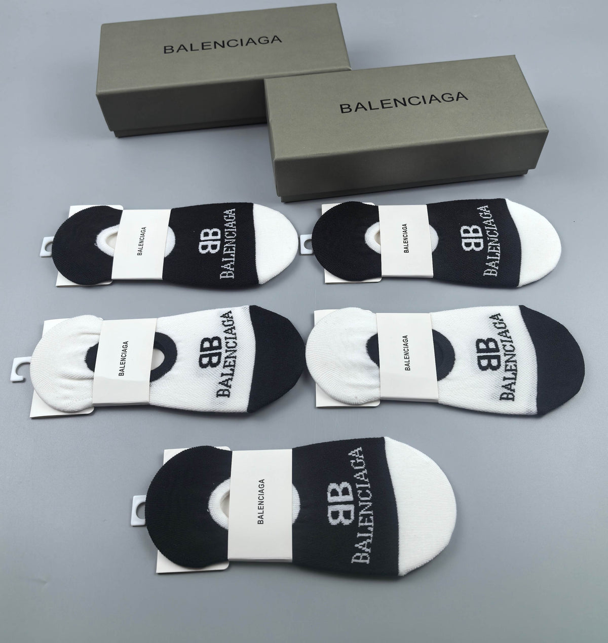 Balenciaga Cotton No-Show Socks - 5-Pair Box