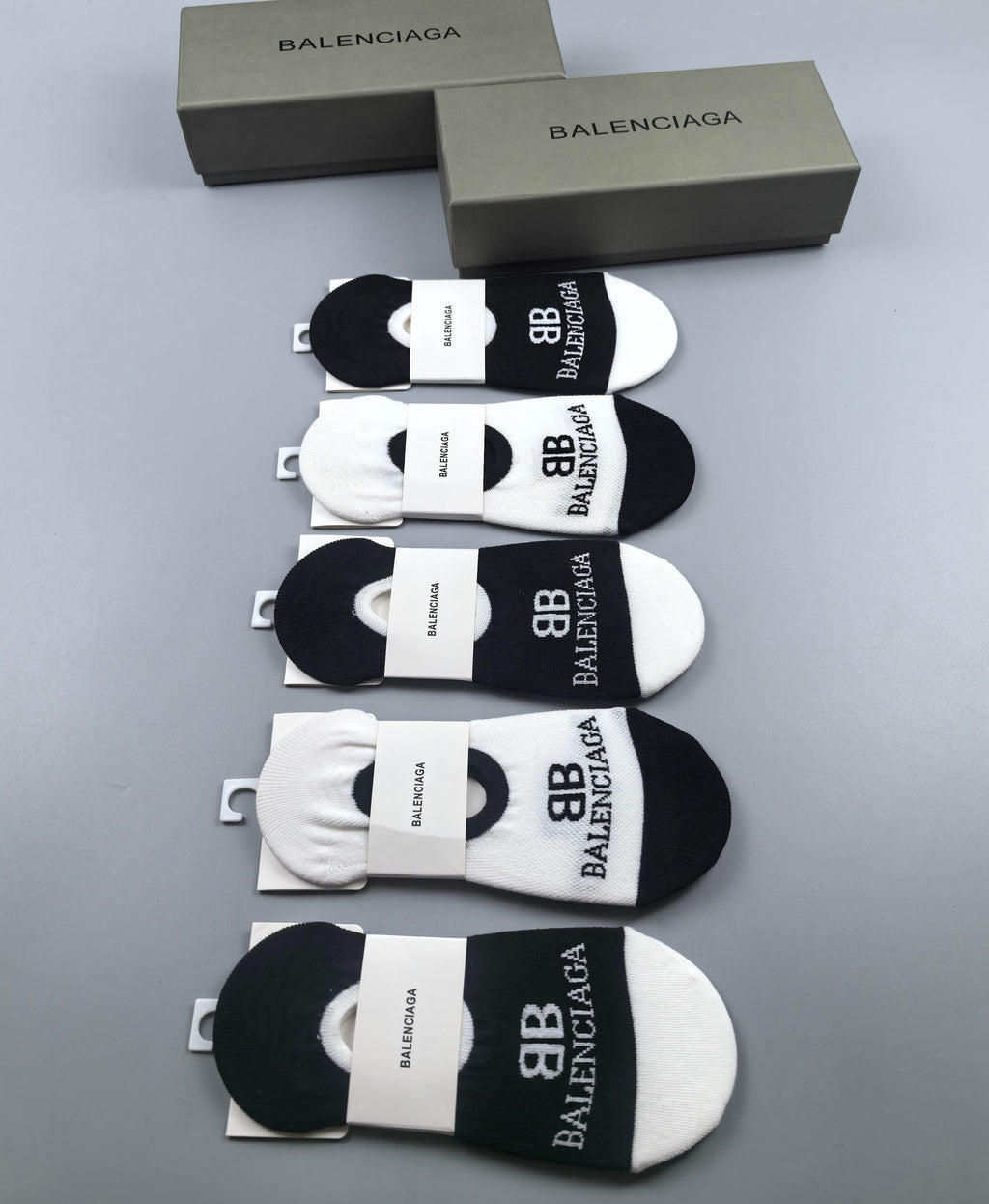 Balenciaga Cotton No-Show Socks - 5-Pair Box
