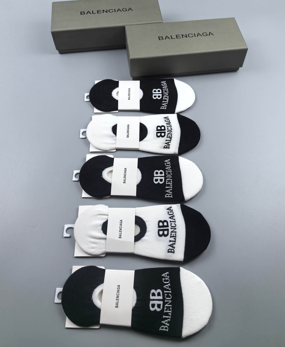 Balenciaga Cotton No-Show Socks - 5-Pair Box