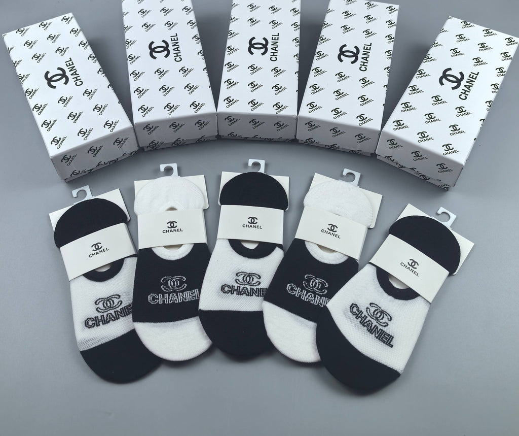 Chanel Cotton Short Socks - 5-Pair Pack