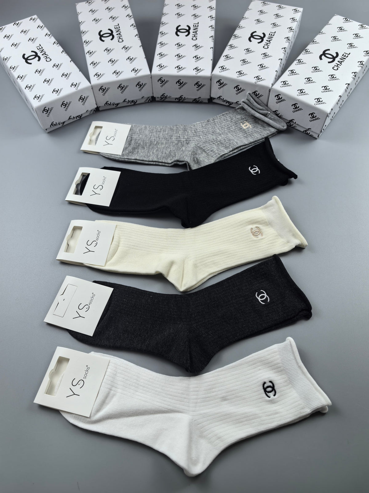 Chanel Cotton Crew Socks - 5-Pair Pack