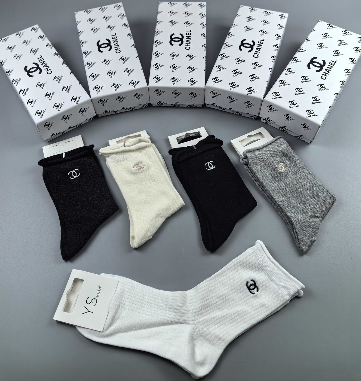 Chanel Cotton Crew Socks - 5-Pair Pack