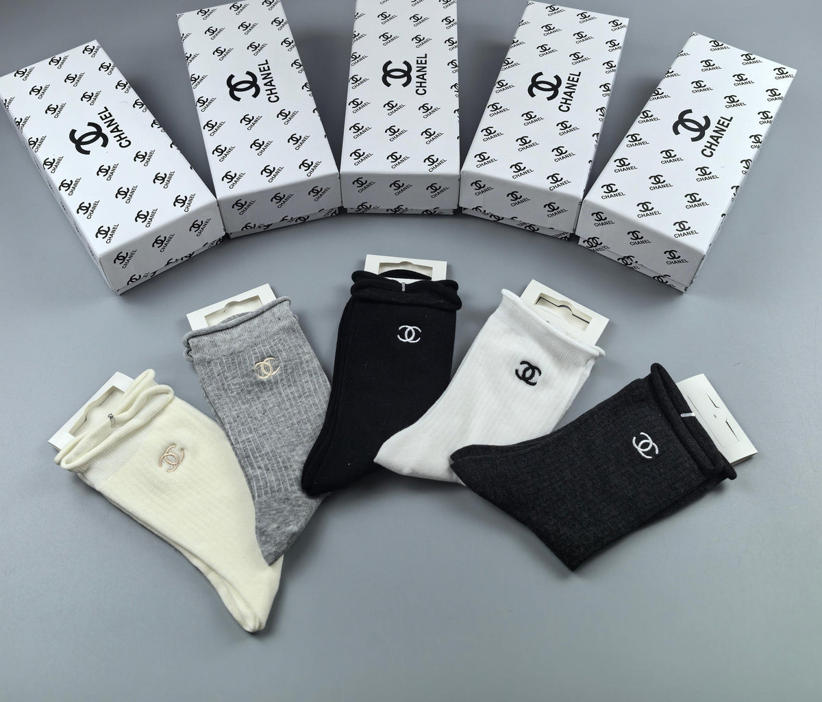 Chanel Cotton Crew Socks - 5-Pair Pack