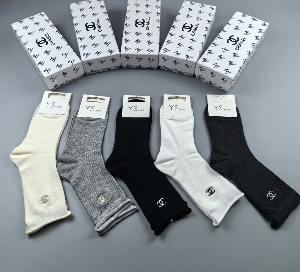 Chanel Cotton Crew Socks - 5-Pair Pack
