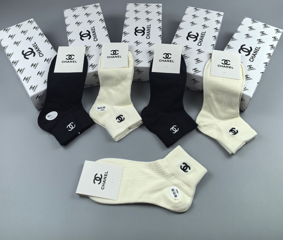 Chanel Cotton Short Socks - 5-Pair Pack