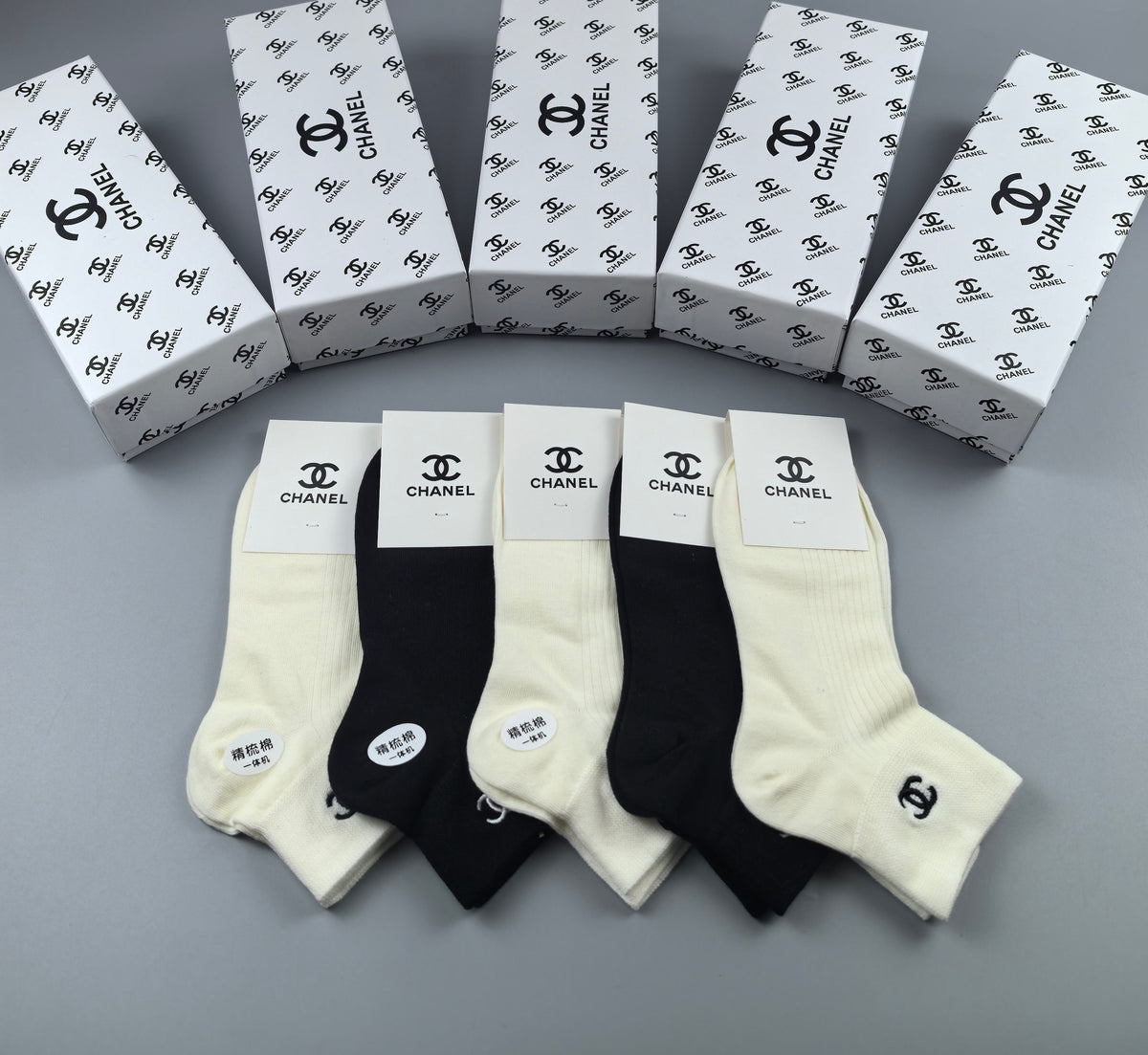 Chanel Cotton Short Socks - 5-Pair Pack