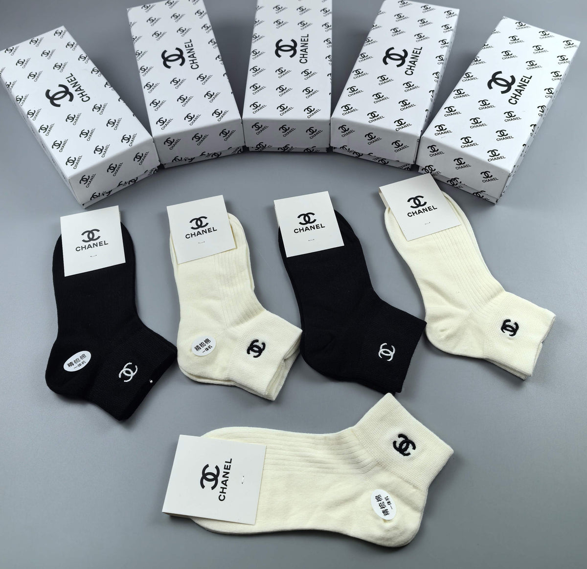 Chanel Cotton Short Socks - 5-Pair Pack