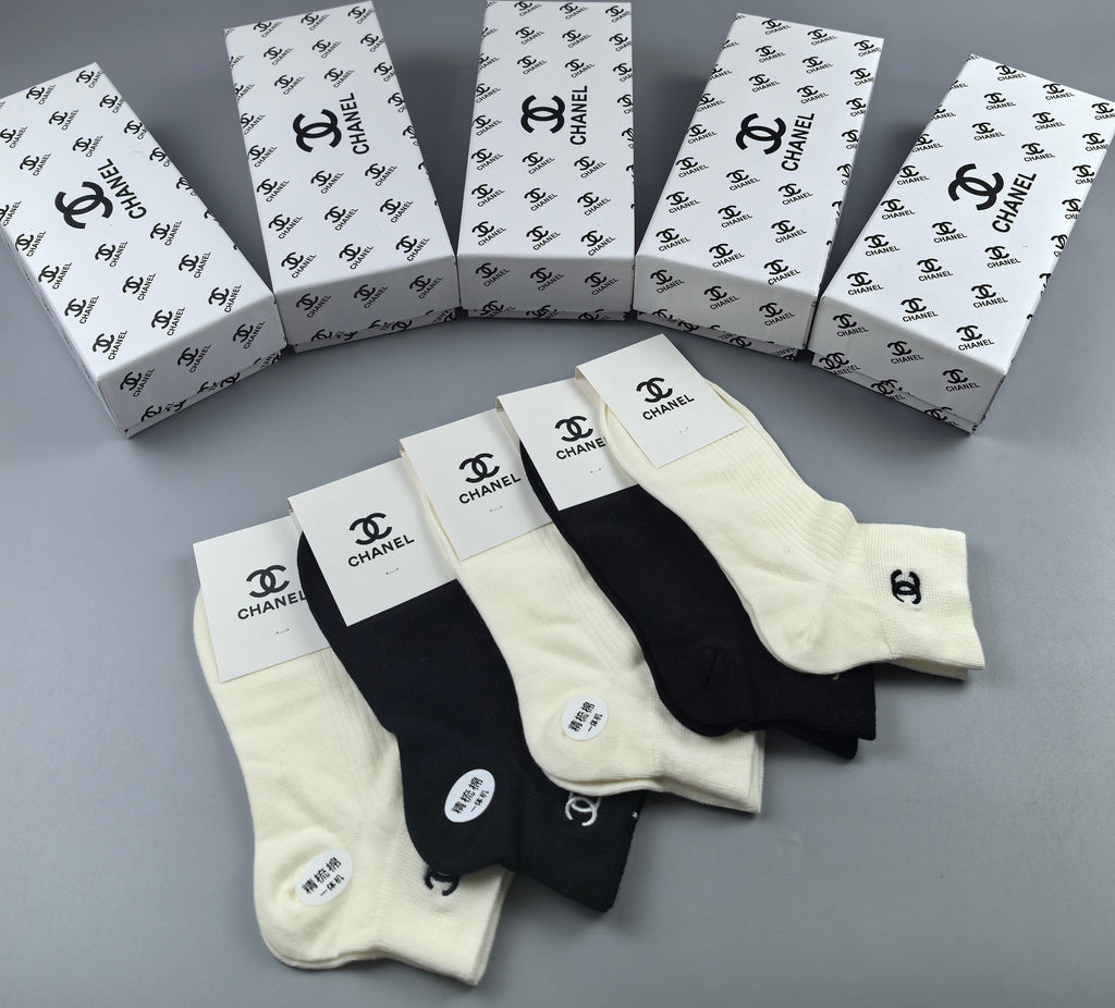 Chanel Cotton Short Socks - 5-Pair Pack