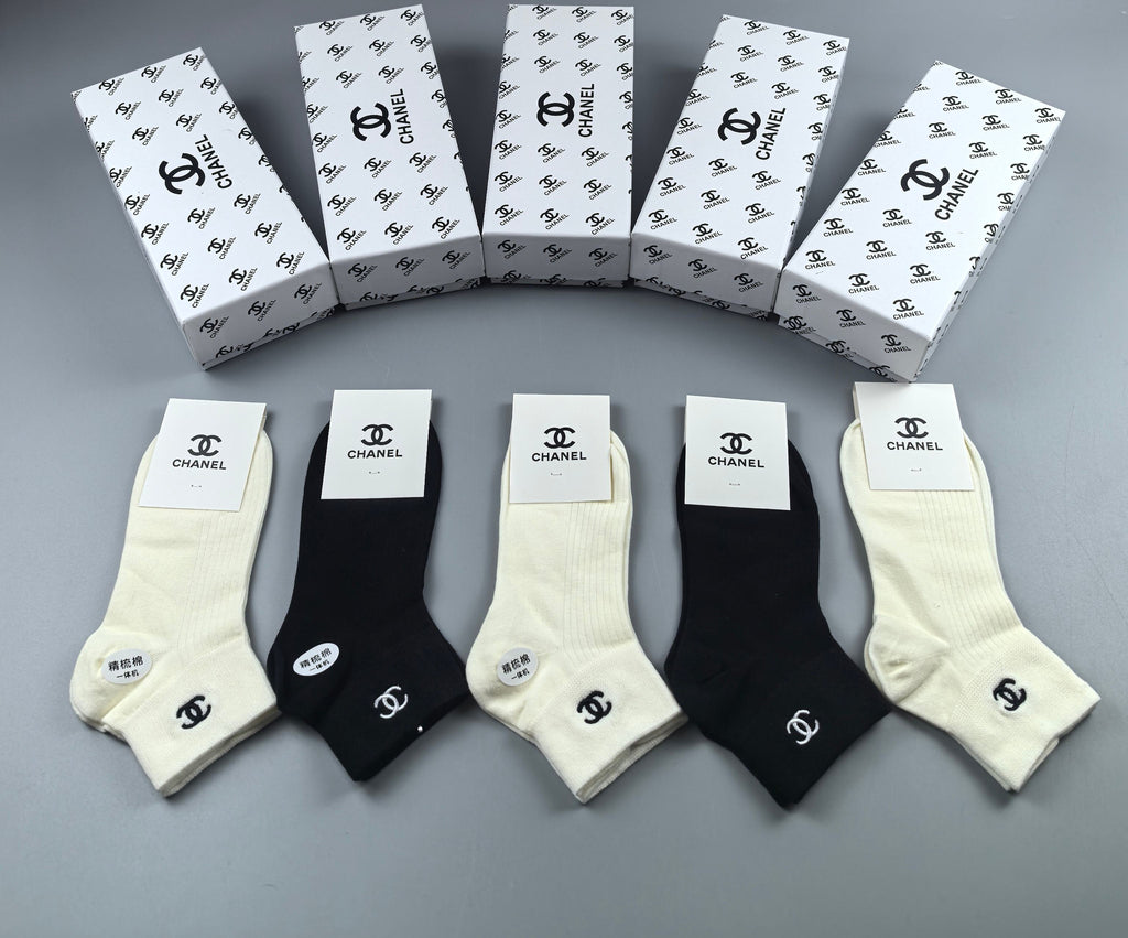 Chanel Cotton Short Socks - 5-Pair Pack