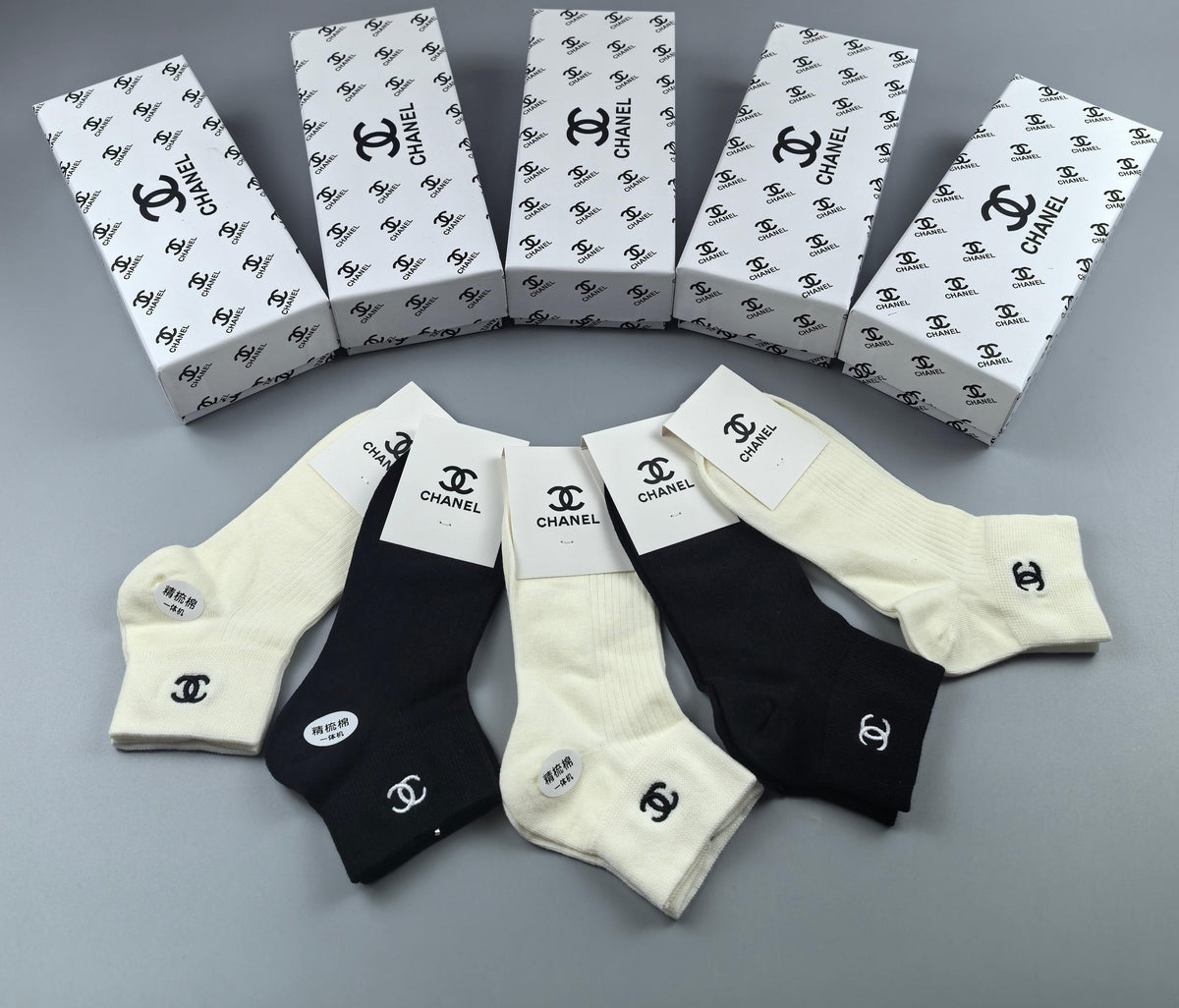 Chanel Cotton Short Socks - 5-Pair Pack
