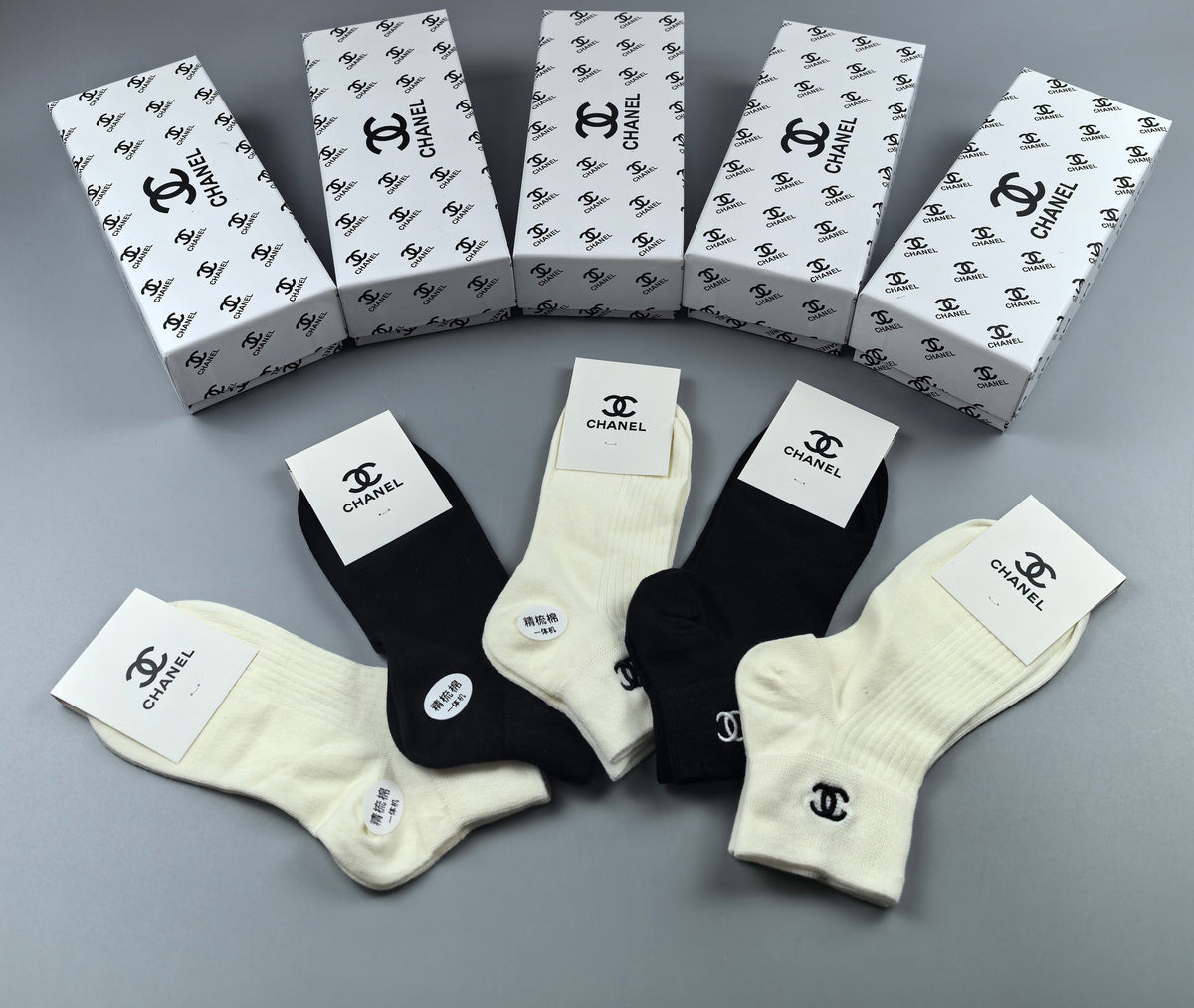 Chanel Cotton Short Socks - 5-Pair Pack