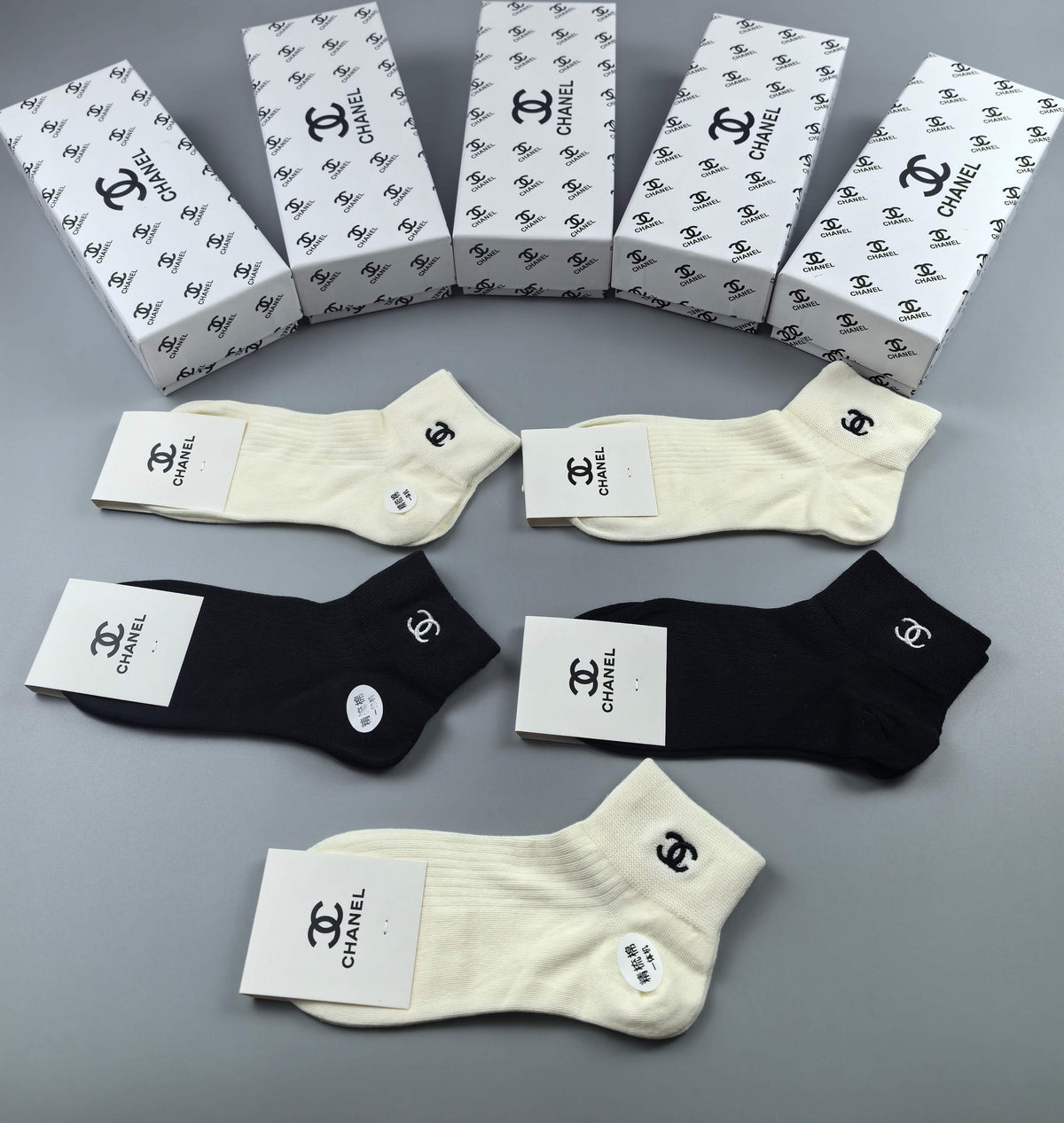 Chanel Cotton Short Socks - 5-Pair Pack