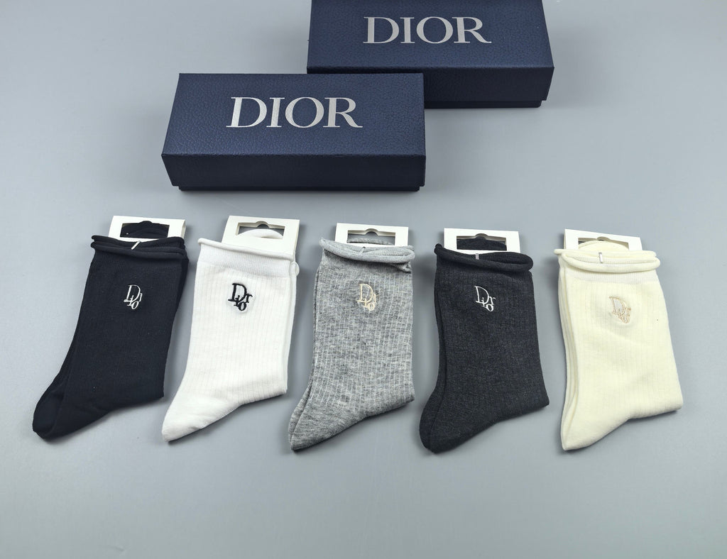 Dior Cotton Crew Socks - 5-Pair Pack