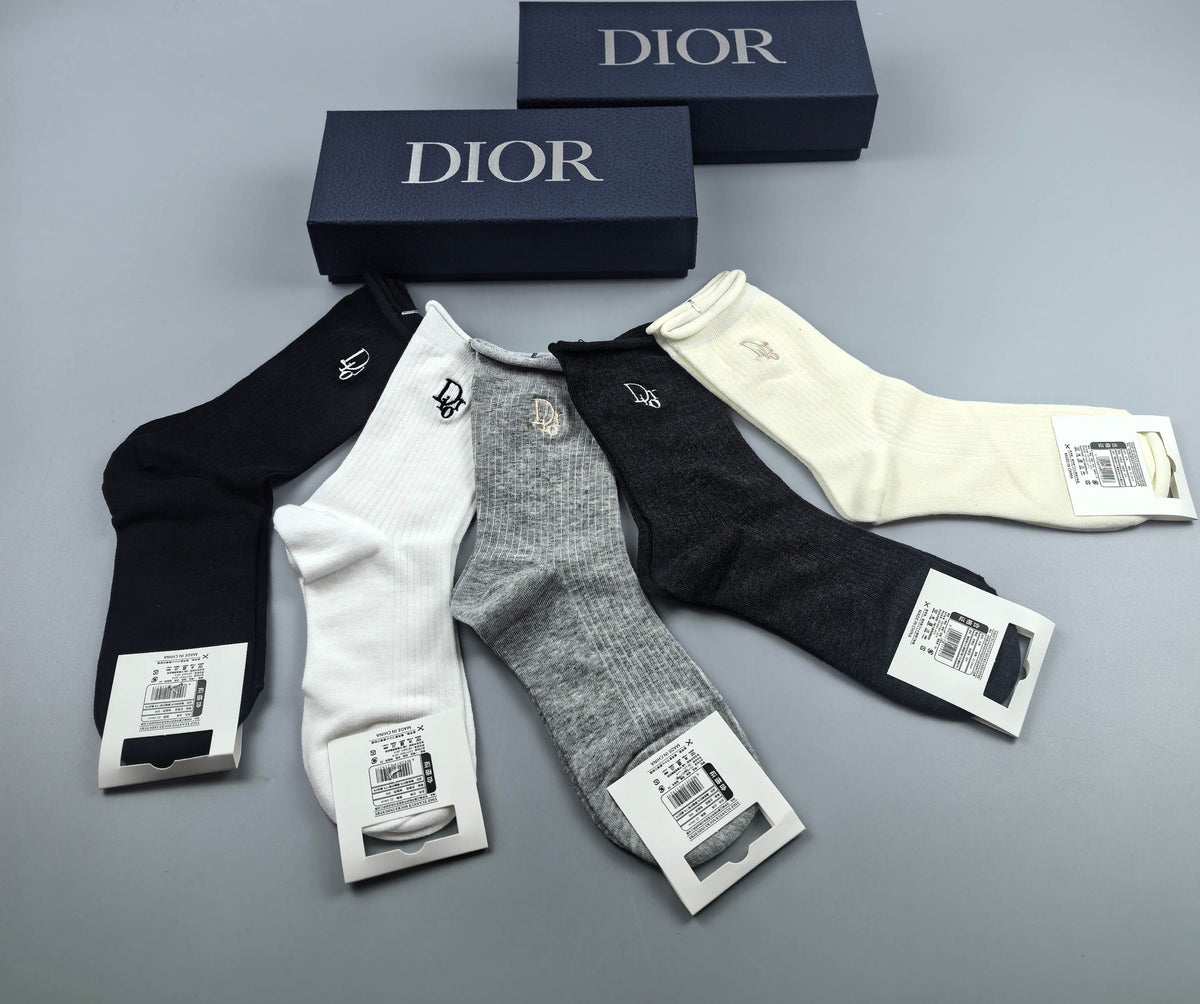 Dior Cotton Crew Socks - 5-Pair Pack