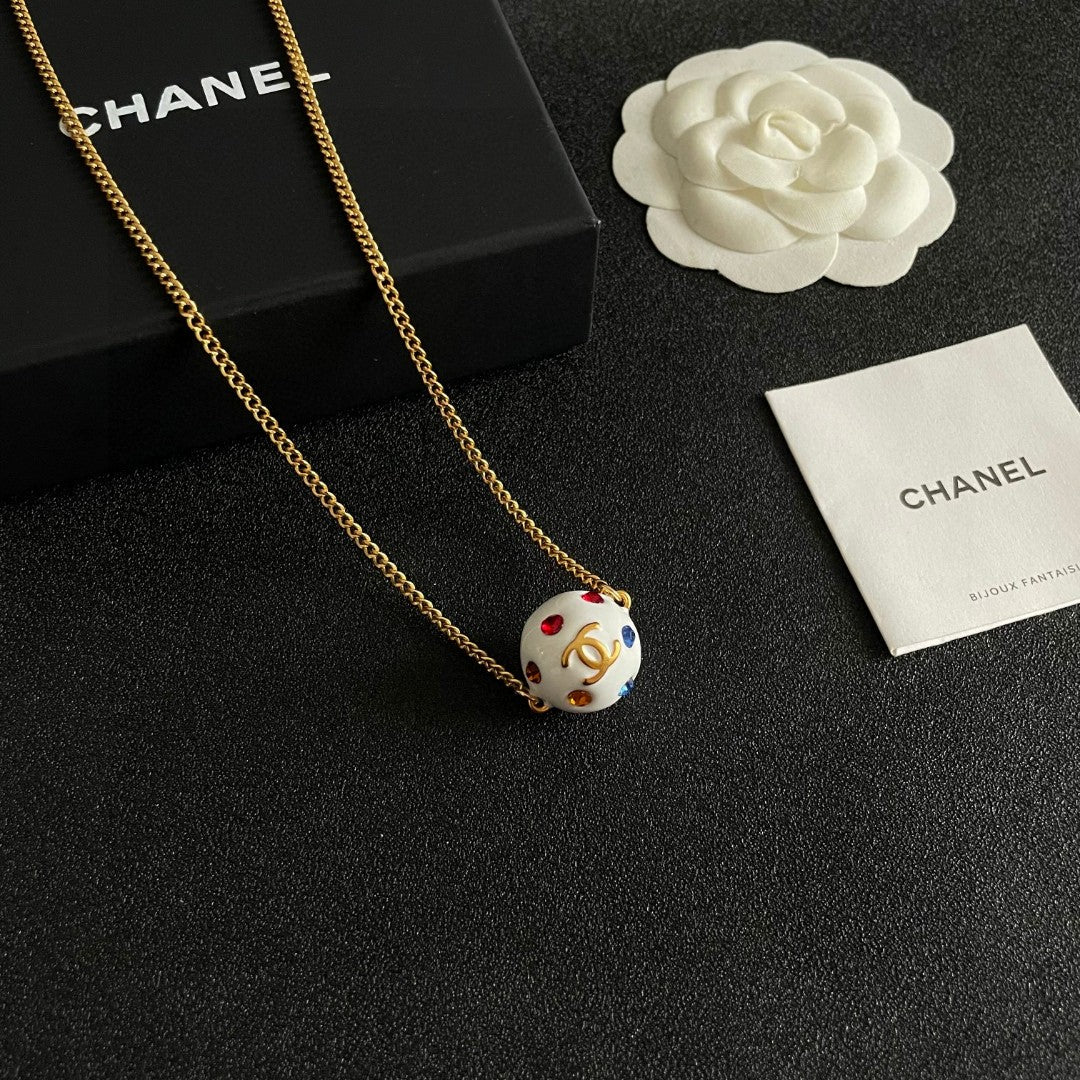 Double-C Emblem Crystal-Accent Pendant Necklace – Design 029 styled product view