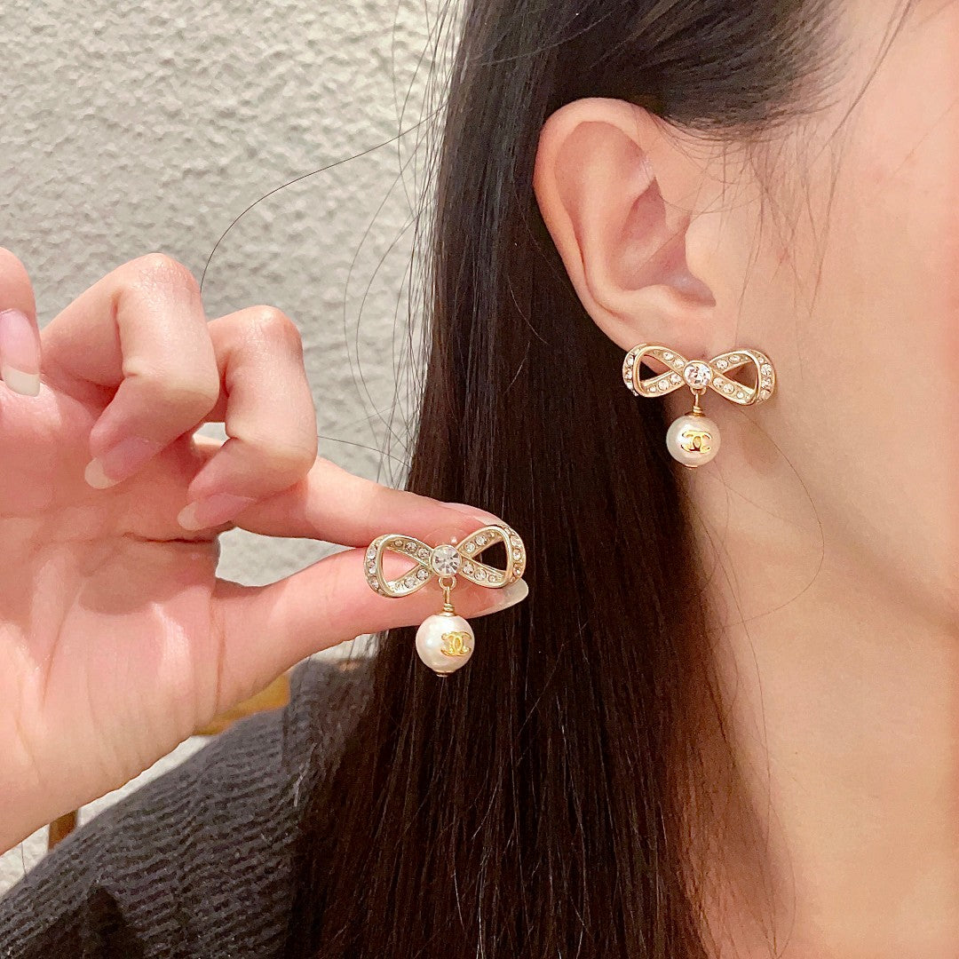 Bow Pearl-Detail Statement Earrings main product view