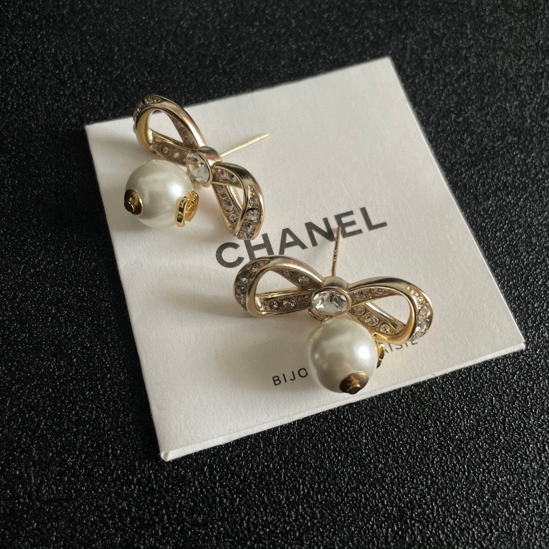 Bow Pearl-Detail Statement Earrings main product view