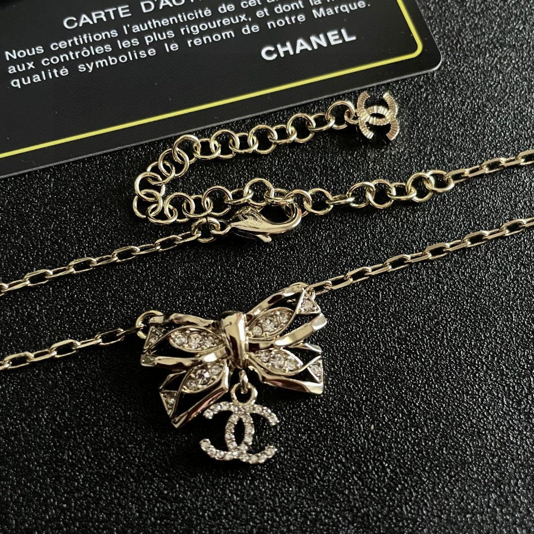 Double-C Emblem Crystal-Accent Pendant Necklace – Design 024 styled product view