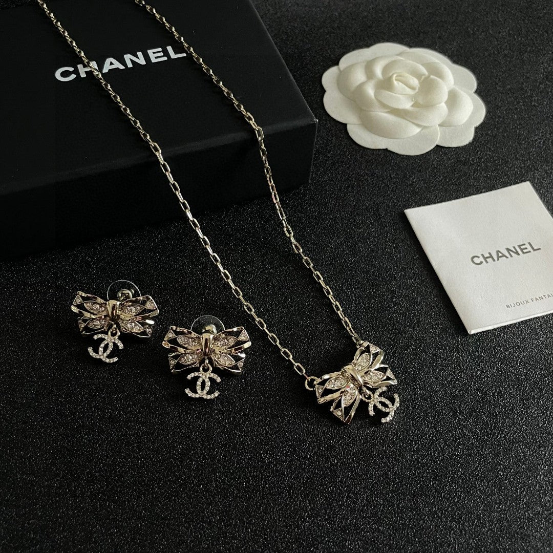 Double-C Emblem Crystal-Accent Pendant Necklace – Design 024 detail view