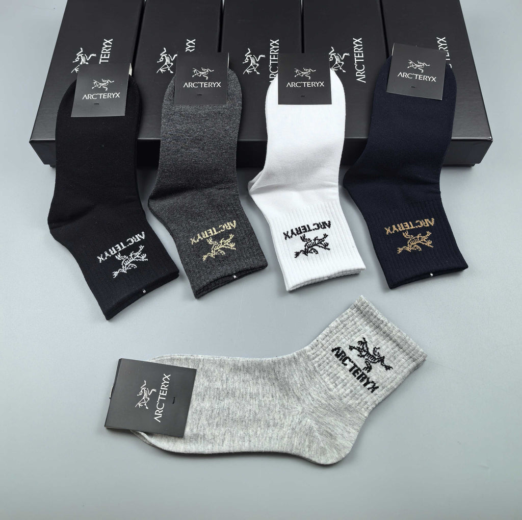 Arc'teryx Cotton Visible Cuff, Colour And Emblem Details Crew Socks - 5-Pair Set