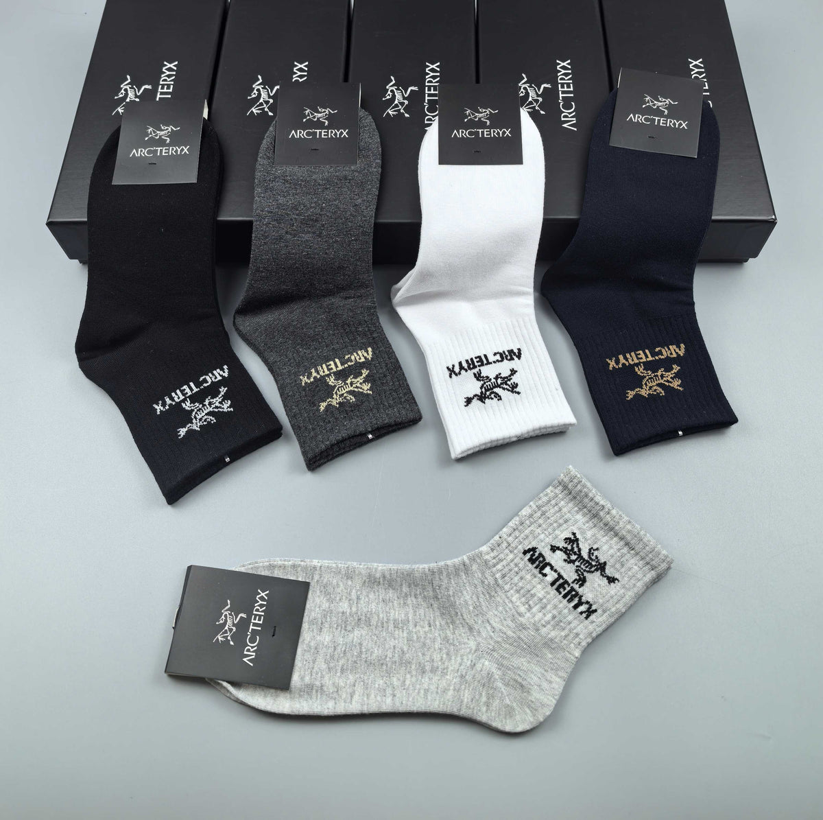 Arc'teryx Cotton Visible Cuff, Colour And Emblem Details Crew Socks - 5-Pair Set