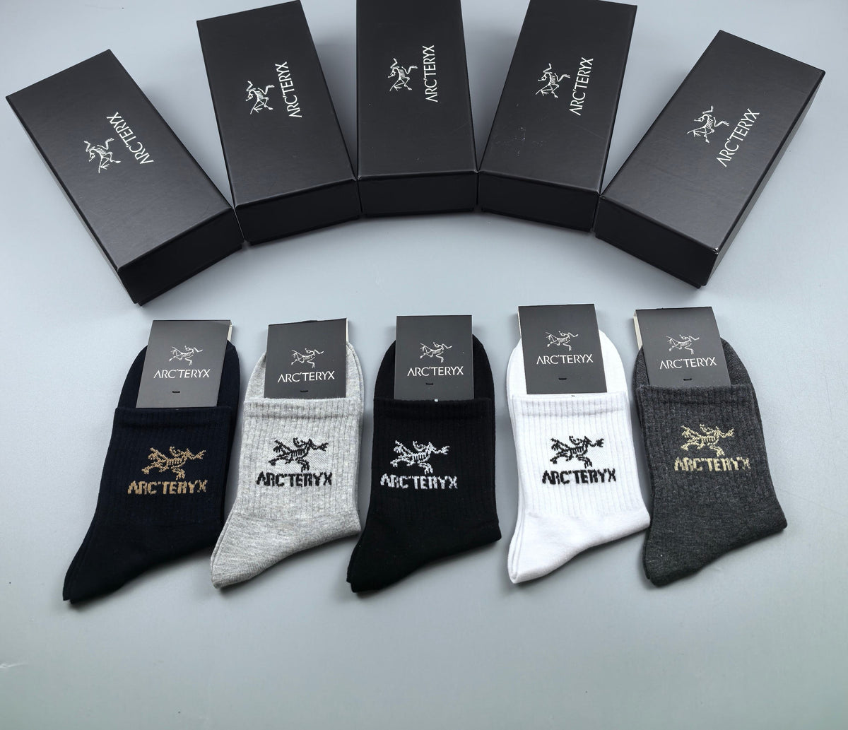 Arc'teryx Cotton Visible Cuff, Colour And Emblem Details Crew Socks - 5-Pair Set