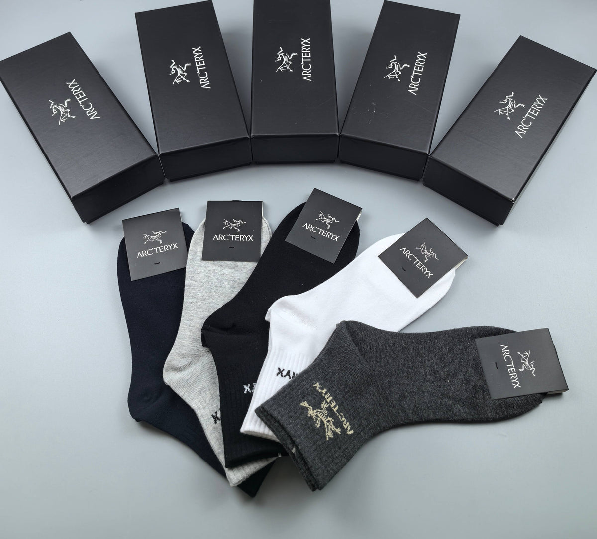 Arc'teryx Cotton Visible Cuff, Colour And Emblem Details Crew Socks - 5-Pair Set