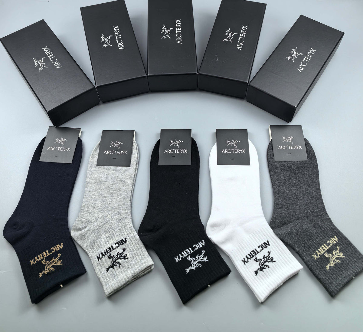 Arc'teryx Cotton Visible Cuff, Colour And Emblem Details Crew Socks - 5-Pair Set