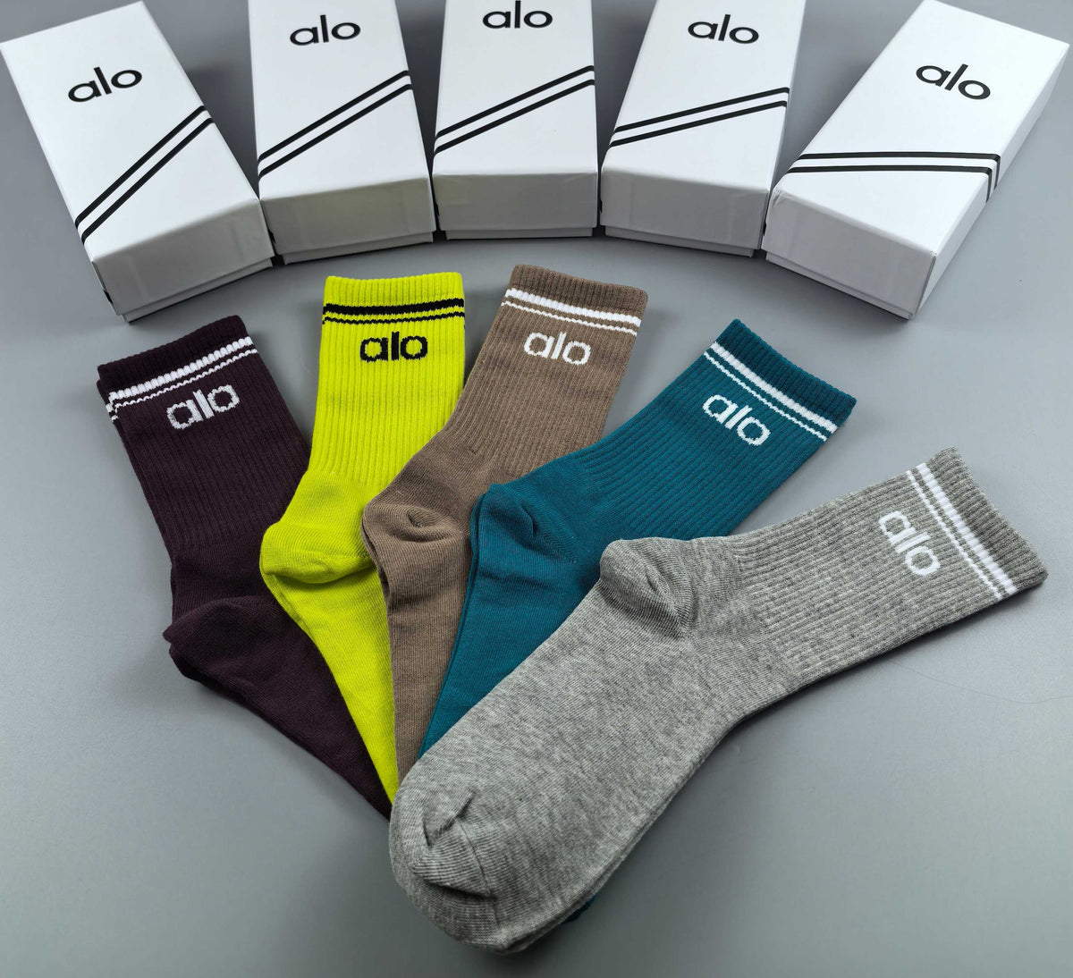 Unbranded Neon Mixed-Colour Crew Crew Socks 5-Pair Box Collection