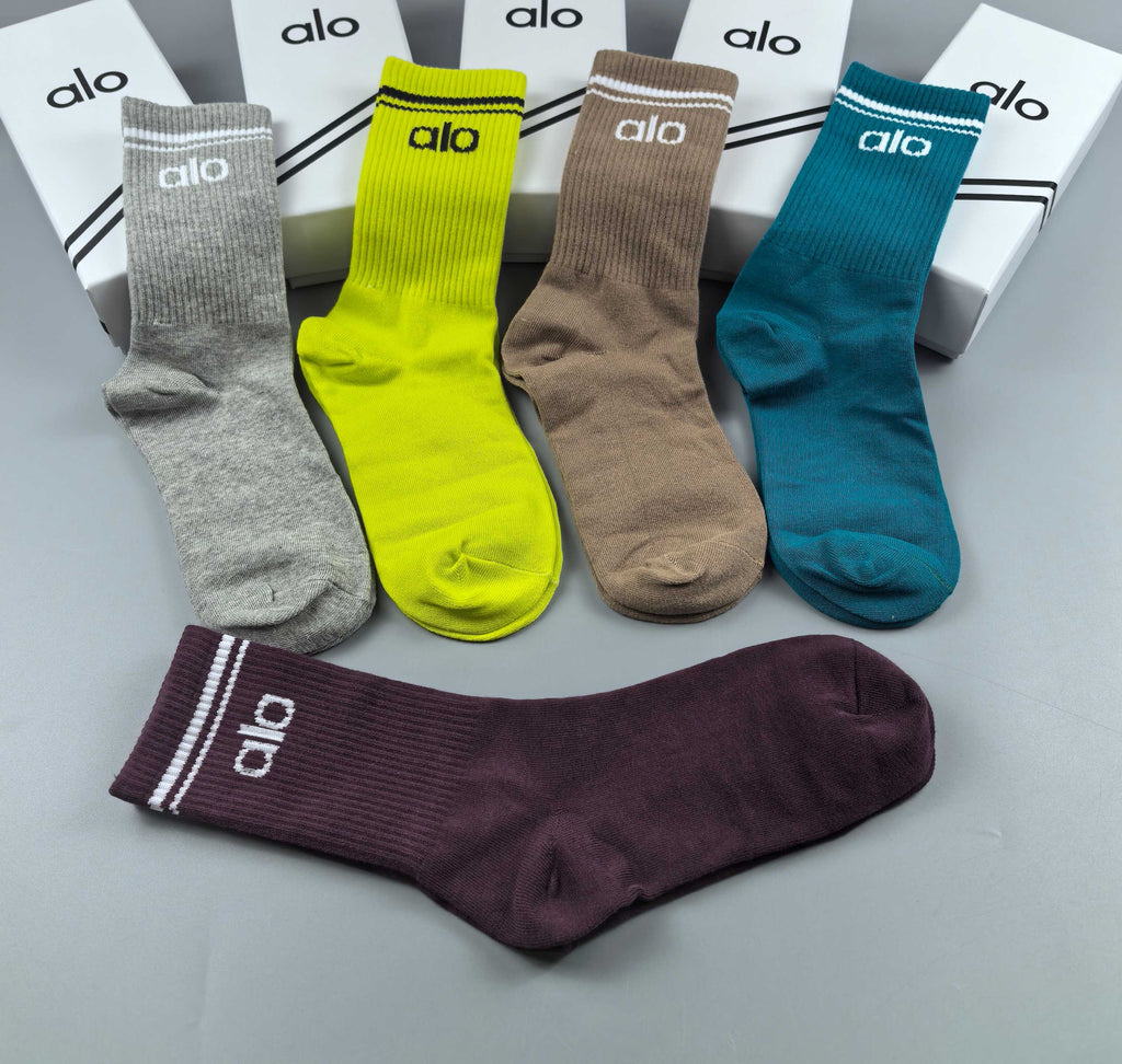 Unbranded Neon Mixed-Colour Crew Crew Socks 5-Pair Box Collection